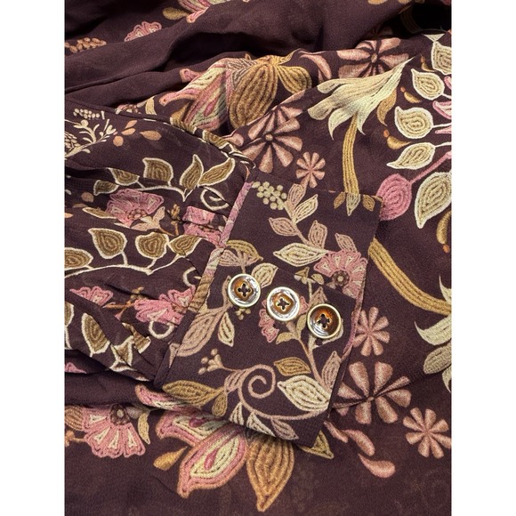 Farm Rio Bella Mini Dress in Bella Burgundy Size XL New Long Sleeve - Picture 6 of 9